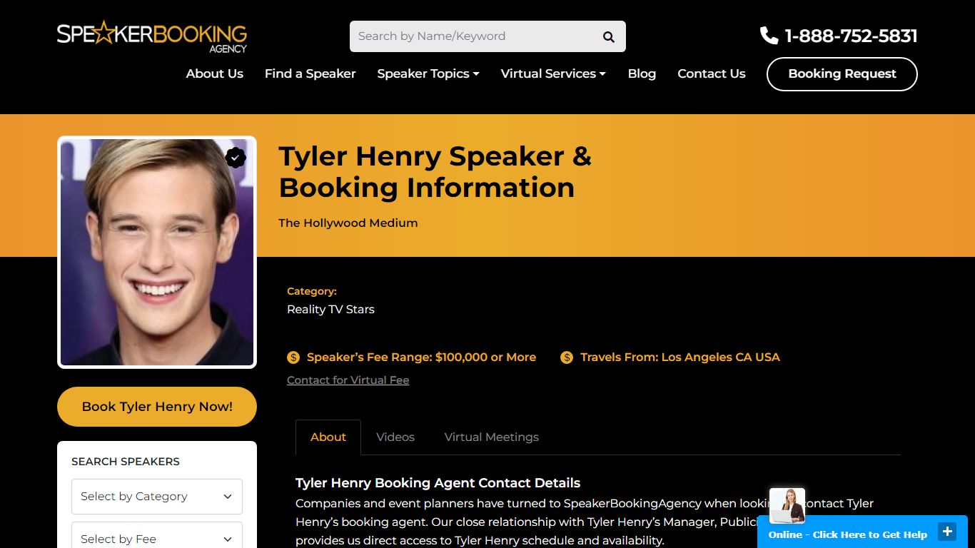 Tyler Henry’s Booking Agent and Speaking Fee - Speaker Booking Agency